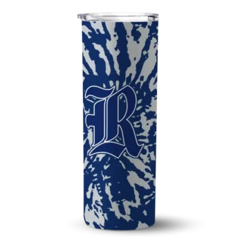 Personalized Rice Owls Metallic Grid Navy Blue Skinny Tumbler