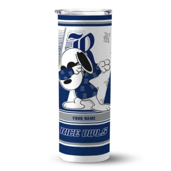 Personalized Rice Owls Snoopy Dog Navy Blue White Skinny Tumbler