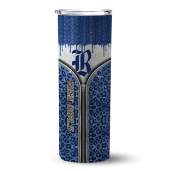 Personalized Rice Owls Sparkle Drip Navy Blue Skinny Tumbler