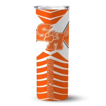Personalized Sam Houston Bearkats Camo Texture Orange Skinny Tumbler
