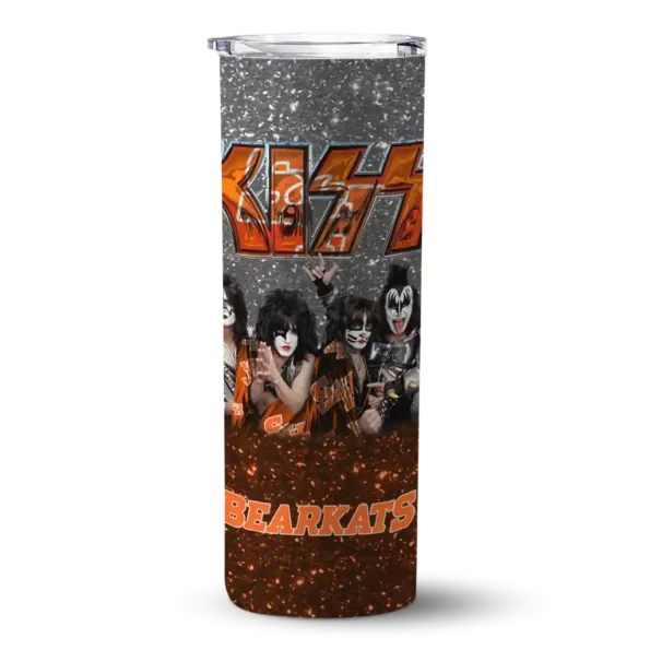 personalized sam houston bearkats kiss band white skinny tumbler best selling