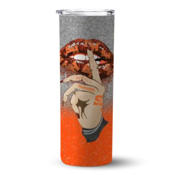 Personalized Sam Houston Bearkats Sparkle Lips Orange Skinny Tumbler