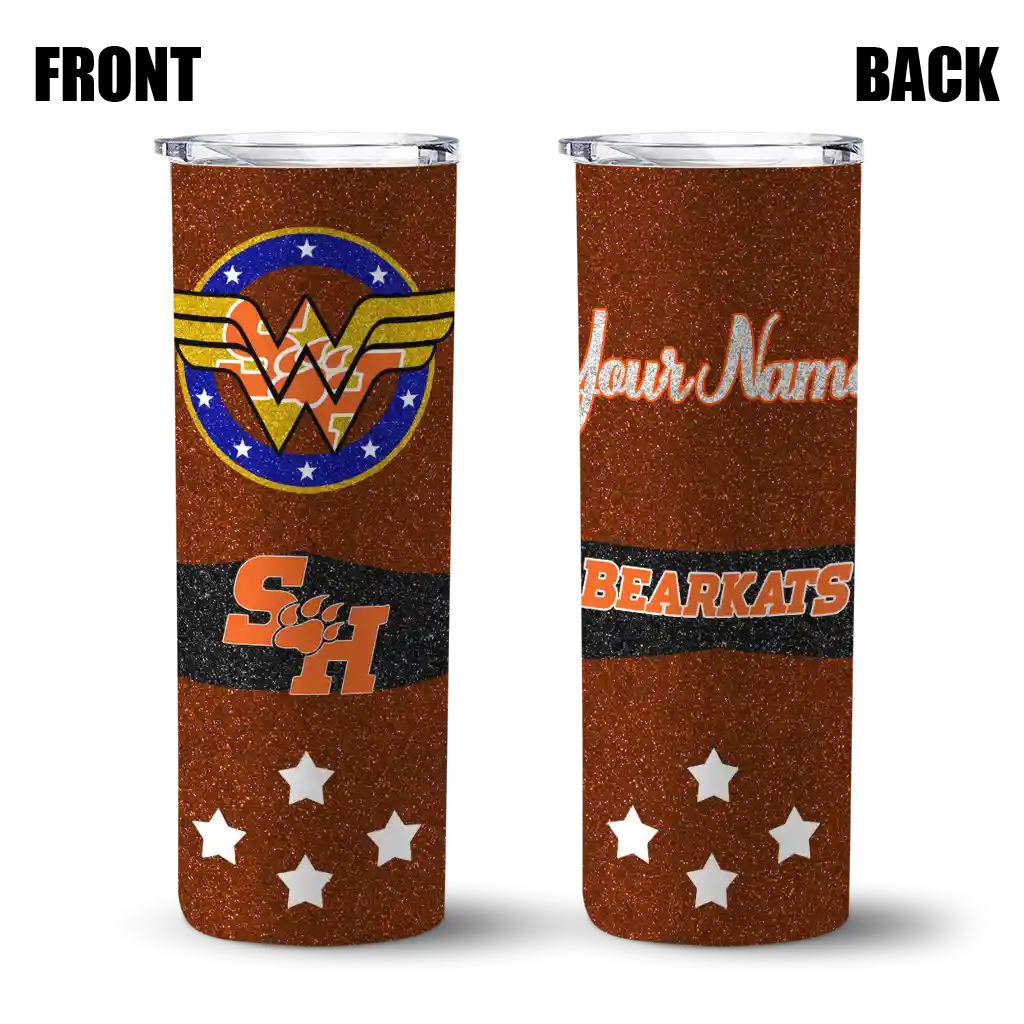 personalized-sam-houston-bearkats-star-cluster-orange-skinny-tumbler-fashion-forward.webp