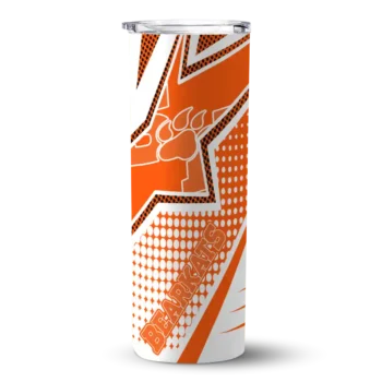 Personalized Sam Houston Bearkats Web Stripes Orange White Skinny Tumbler