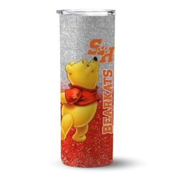 Personalized Sam Houston Bearkats Winnie the Pooh Orange Gray Skinny Tumbler