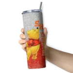 personalized-sam-houston-bearkats-winnie-the-pooh-orange-gray-skinny-tumbler-best-selling.webp