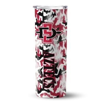 Personalized San Diego State Aztecs Claw Marks Red White Skinny Tumbler