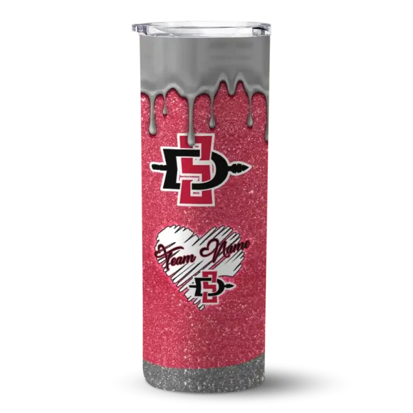 personalized san diego state aztecs pixel fade red skinny tumbler best selling