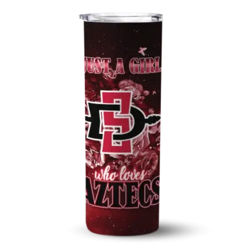 Personalized San Diego State Aztecs Rose Romance Red Black Skinny Tumbler