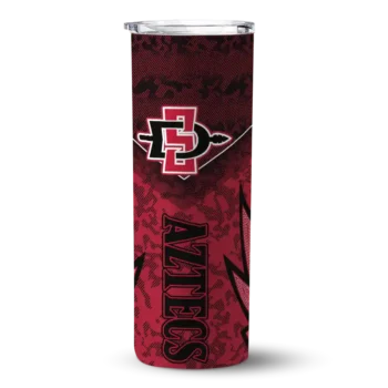 Personalized San Diego State Aztecs Spiral Burst Print Red Skinny Tumbler