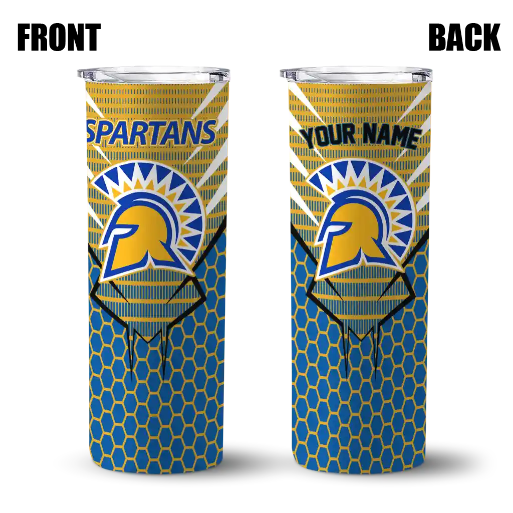 personalized-san-jose-state-spartans-chevron-stripes-blue-skinny-tumbler-fashion-forward.webp