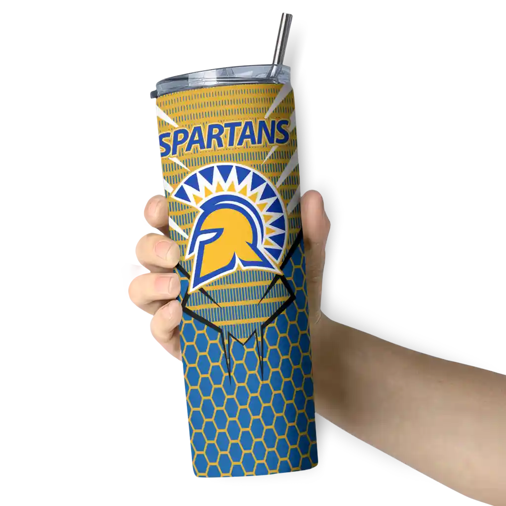 personalized-san-jose-state-spartans-chevron-stripes-blue-skinny-tumbler-premium-grade.webp