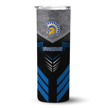 Personalized San Jose State Spartans Hexagon Honeycomb Blue Black Skinny Tumbler