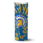 personalized-san-jose-state-spartans-metallic-grid-blue-skinny-tumbler-best-selling.webp