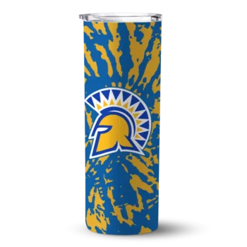 Personalized San Jose State Spartans Metallic Grid Blue Skinny Tumbler