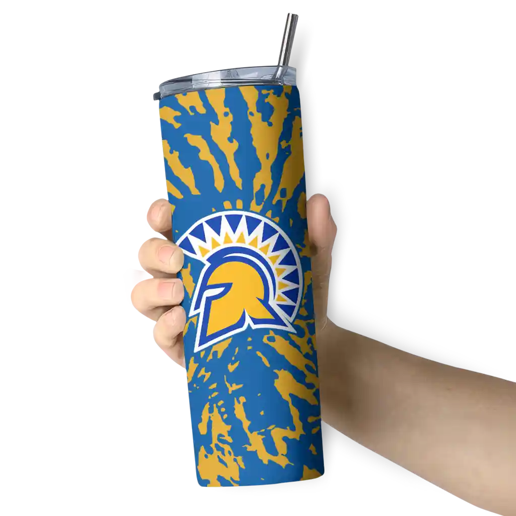 personalized-san-jose-state-spartans-metallic-grid-blue-skinny-tumbler-premium-grade.webp
