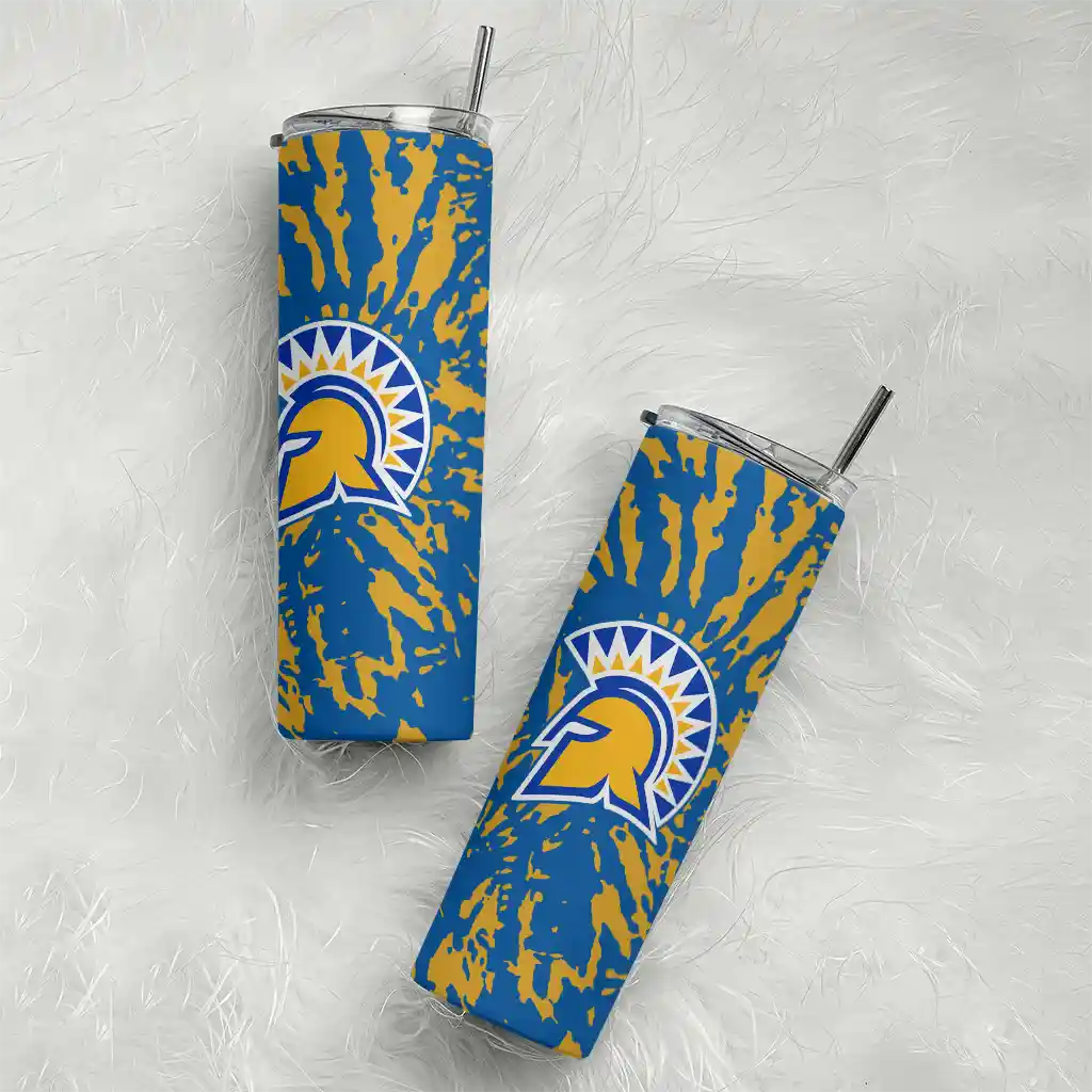 personalized-san-jose-state-spartans-metallic-grid-blue-skinny-tumbler-top-rated.webp
