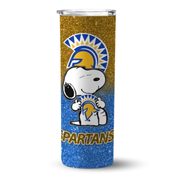 Personalized San Jose State Spartans Snoopy Attitude Blue Skinny Tumbler