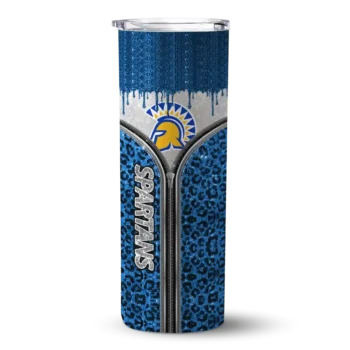 Personalized San Jose State Spartans Sparkle Drip Blue Skinny Tumbler