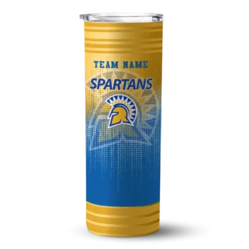 Personalized San Jose State Spartans Swirl Texture Blue Skinny Tumbler
