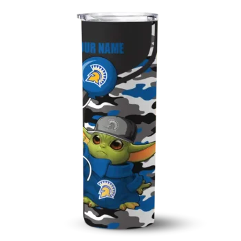 Personalized San Jose State Spartans Yoda Camo Blue Black Skinny Tumbler