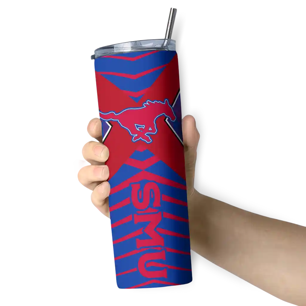 personalized-smu-mustangs-camo-texture-blue-skinny-tumbler-premium-grade.webp