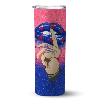 Personalized SMU Mustangs Sparkle Lips Blue Skinny Tumbler
