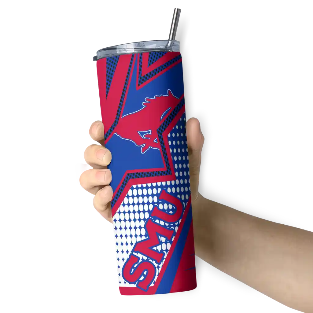 personalized-smu-mustangs-web-stripes-blue-white-skinny-tumbler-premium-grade.webp