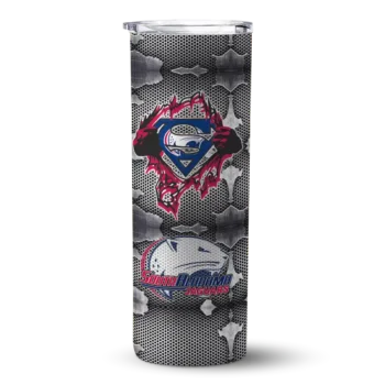 Personalized South Alabama Jaguars Chevron V Blue Gray Skinny Tumbler