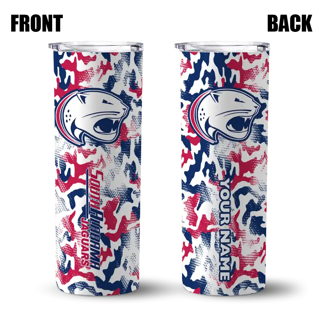 personalized-south-alabama-jaguars-claw-marks-blue-white-skinny-tumbler-fashion-forward.webp
