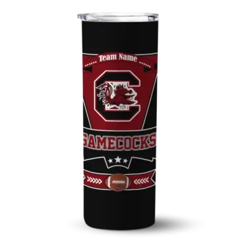 Personalized South Carolina Gamecocks Helmet Belt Garnet Black Skinny Tumbler