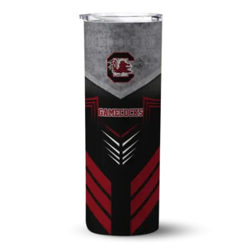 Personalized South Carolina Gamecocks Hexagon Honeycomb Garnet Black Skinny Tumbler