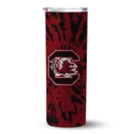 personalized-south-carolina-gamecocks-metallic-grid-garnet-skinny-tumbler-best-selling.webp