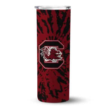 Personalized South Carolina Gamecocks Metallic Grid Garnet Skinny Tumbler