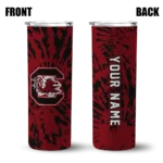 personalized-south-carolina-gamecocks-metallic-grid-garnet-skinny-tumbler-best-selling.webp