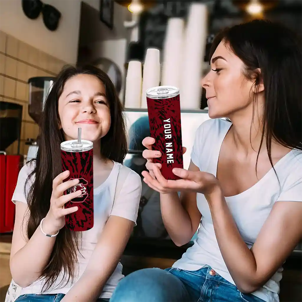 personalized-south-carolina-gamecocks-metallic-grid-garnet-skinny-tumbler-trendy.webp