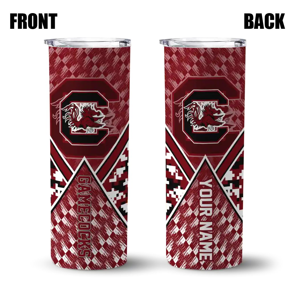 personalized-south-carolina-gamecocks-monogram-burst-garnet-white-skinny-tumbler-fashion-forward.webp