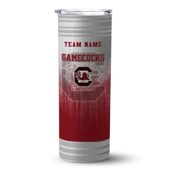 Personalized South Carolina Gamecocks Swirl Texture Garnet Skinny Tumbler
