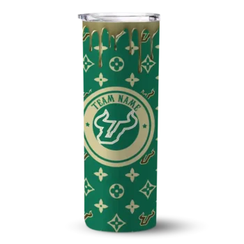 Personalized South Florida Bulls Camo Streak Green Skinny Tumbler