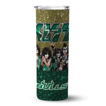 Personalized South Florida Bulls Kiss Band Gold Skinny Tumbler