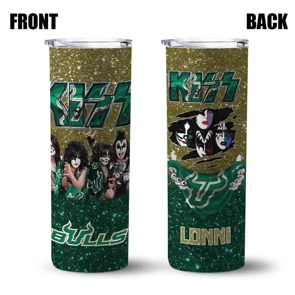 personalized-south-florida-bulls-kiss-band-gold-skinny-tumbler-fashion-forward.webp