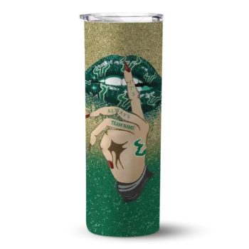 Personalized South Florida Bulls Sparkle Lips Green Skinny Tumbler