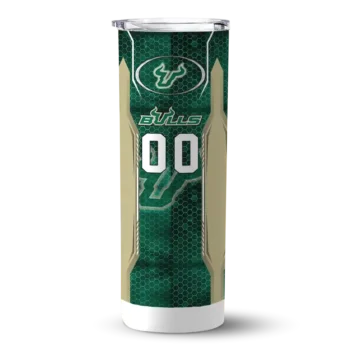 Personalized South Florida Bulls Stacked Diamond Green Skinny Tumbler