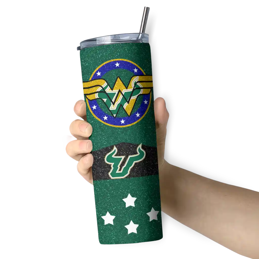 personalized-south-florida-bulls-star-cluster-green-skinny-tumbler-premium-grade.webp