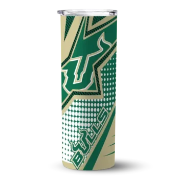 Personalized South Florida Bulls Web Stripes Green White Skinny Tumbler