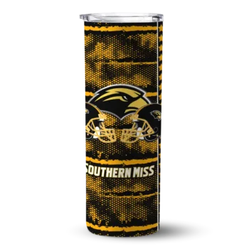 Personalized Southern Miss Golden Eagles Chevron Patch Black Skinny Tumbler