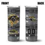 personalized-southern-miss-golden-eagles-chevron-v-black-gray-skinny-tumbler-best-selling.webp