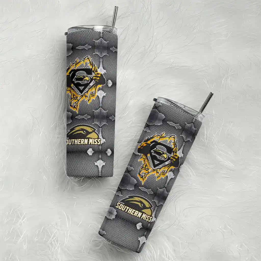 personalized-southern-miss-golden-eagles-chevron-v-black-gray-skinny-tumbler-top-rated.webp