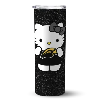 Personalized Southern Miss Golden Eagles Hello Kitty Black Skinny Tumbler
