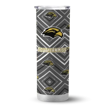 Personalized Southern Miss Golden Eagles Zipper Leopard Black Skinny Tumbler